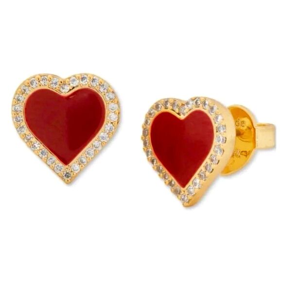 Kate Spade NWT earrings - red heart with pave outline - Picture 1 of 9